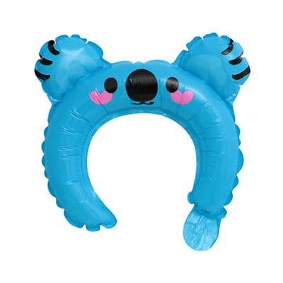 Balon din Folie Metalizata, ANGELBEAR, Tip Coronita cu Urechi, Model Koala, Ambalaj Individual, Pai Inclus, Umflare cu Aer sau Heliu, 26.5 x 28 cm, Albastru