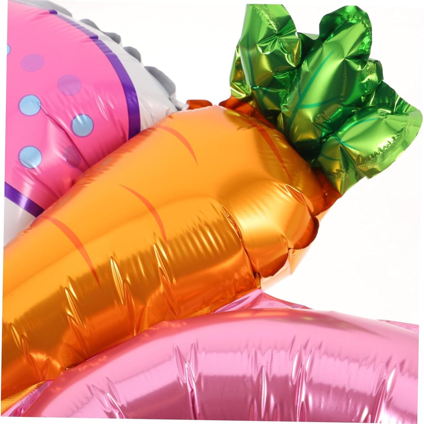 Balon din Folie Metalizata, ANGELBEAR, Tip Coronita cu Urechi, Model Morcov, Ambalaj Individual, Pai Inclus, Umflare cu Aer sau Heliu, 43 x 40 cm, Roz
