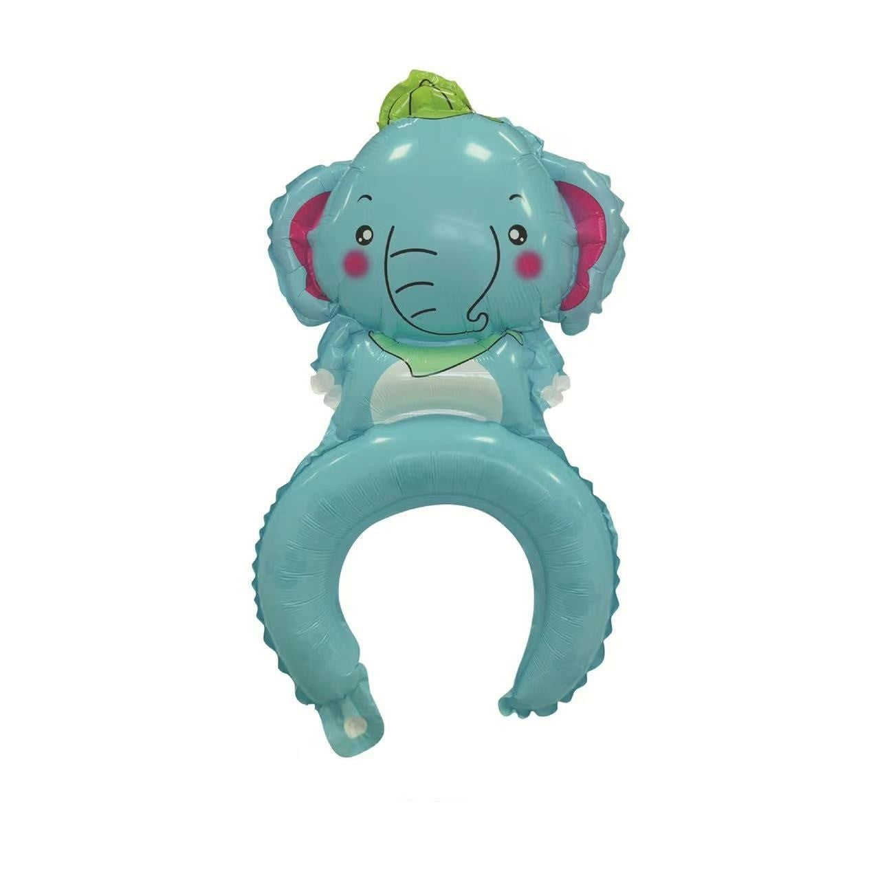 Balon din Folie Metalizata, ANGELBEAR, Tip Coronita, Model Elefant, Ambalaj Individual, Pai Inclus, Umflare cu Aer sau Heliu, 47 x 27 cm, Albastru