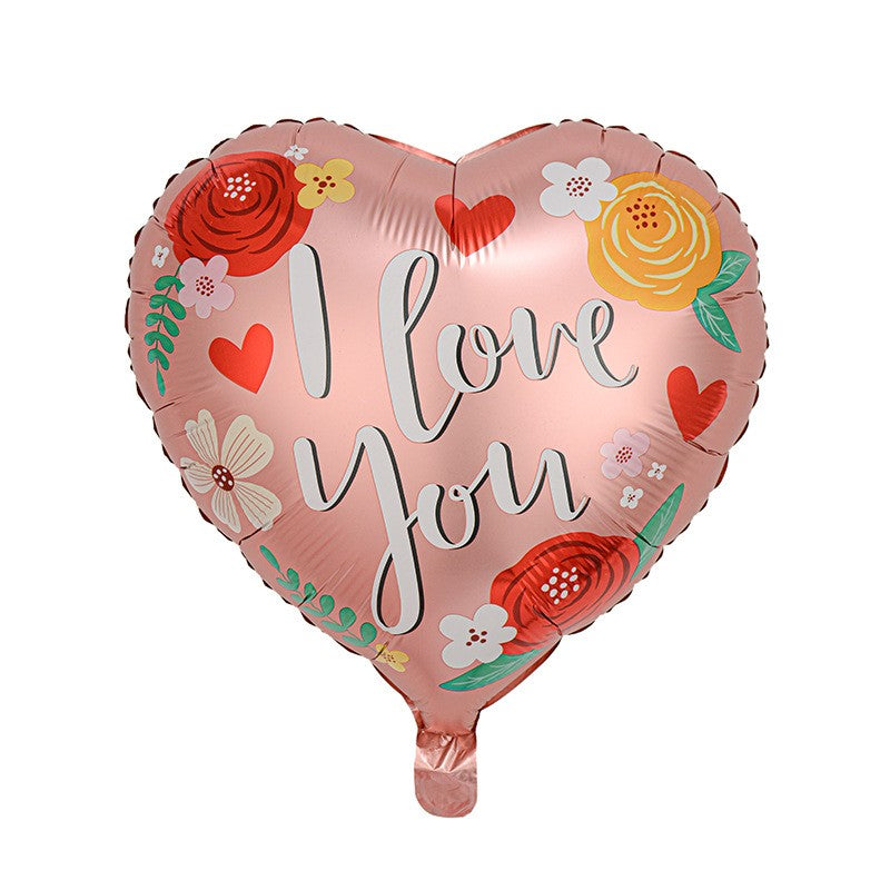 Balon din Folie Metalizata, ANGELBEAR, Figurina Inimioara, Model I LOVE YOU, Tematica Iubire, 45 cm, Ambalaj Individual, Pai Inclus, Umflare cu Aer sau Heliu, Rosu Multicolor