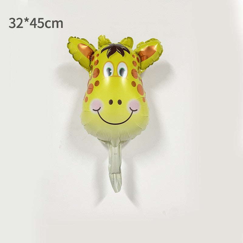 Balon din Folie Metalizata, ANGELBEAR, Mini Figurine Animalute, Model Girafa, Tematica Aniversare, 32x45 cm, Ambalaj Individual, Pai Inclus, Umflare cu Aer sau Heliu, Multicolor