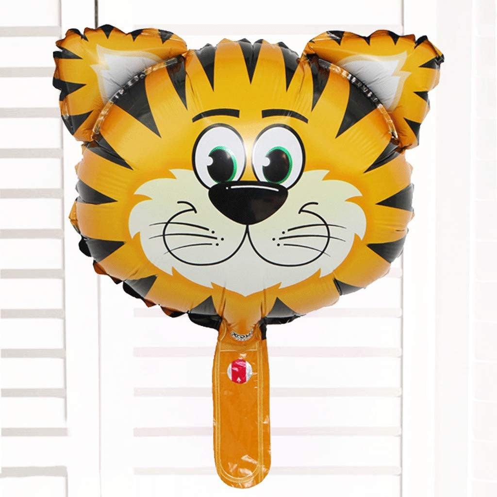 Balon din Folie Metalizata, ANGELBEAR, Mini Figurine Animalute, Model Tigru, Tematica Aniversare, 38x31 cm, Ambalaj Individual, Pai Inclus, Umflare cu Aer sau Heliu, Multicolor