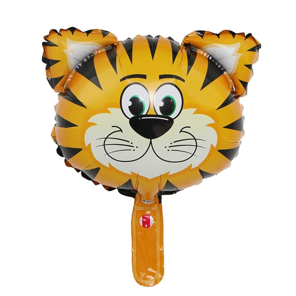Balon din Folie Metalizata, ANGELBEAR, Mini Figurine Animalute, Model Tigru, Tematica Aniversare, 38x31 cm, Ambalaj Individual, Pai Inclus, Umflare cu Aer sau Heliu, Multicolor