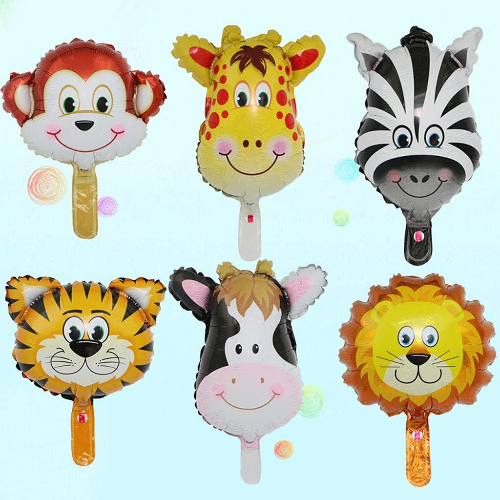 Balon din Folie Metalizata, ANGELBEAR, Mini Figurine Animalute, Model Tigru, Tematica Aniversare, 38x31 cm, Ambalaj Individual, Pai Inclus, Umflare cu Aer sau Heliu, Multicolor