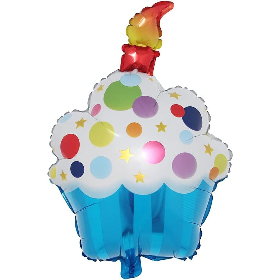 Balon din Folie Metalizata, ANGELBEAR, Figurine Dulciuri, Model 1, Tematica Prajitura Aniversara, 68x44 cm, Ambalaj Individual, Pai Inclus, Umflare cu Aer sau Heliu, Multicolor
