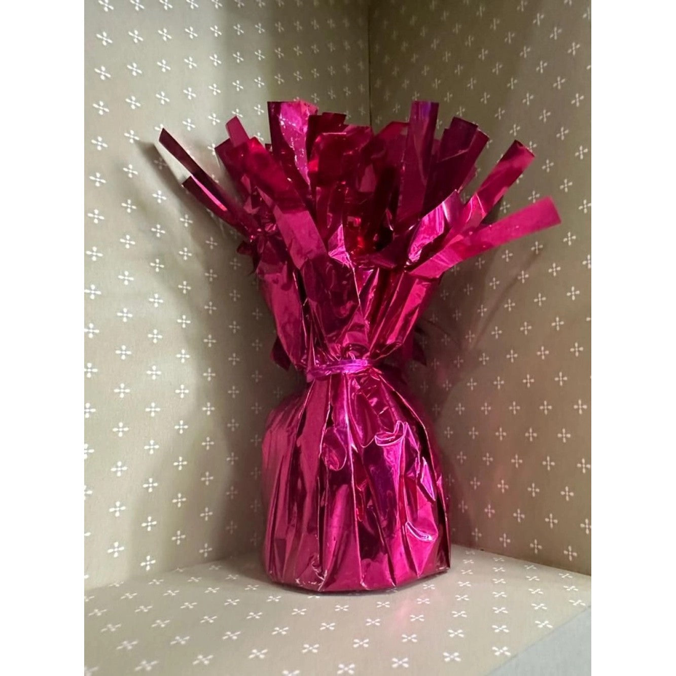 Greutate pentru Baloane cu Heliu, ANGELBEAR, din Folie cu Franjuri, 170g, 13 x 5 x 3 cm, Roz