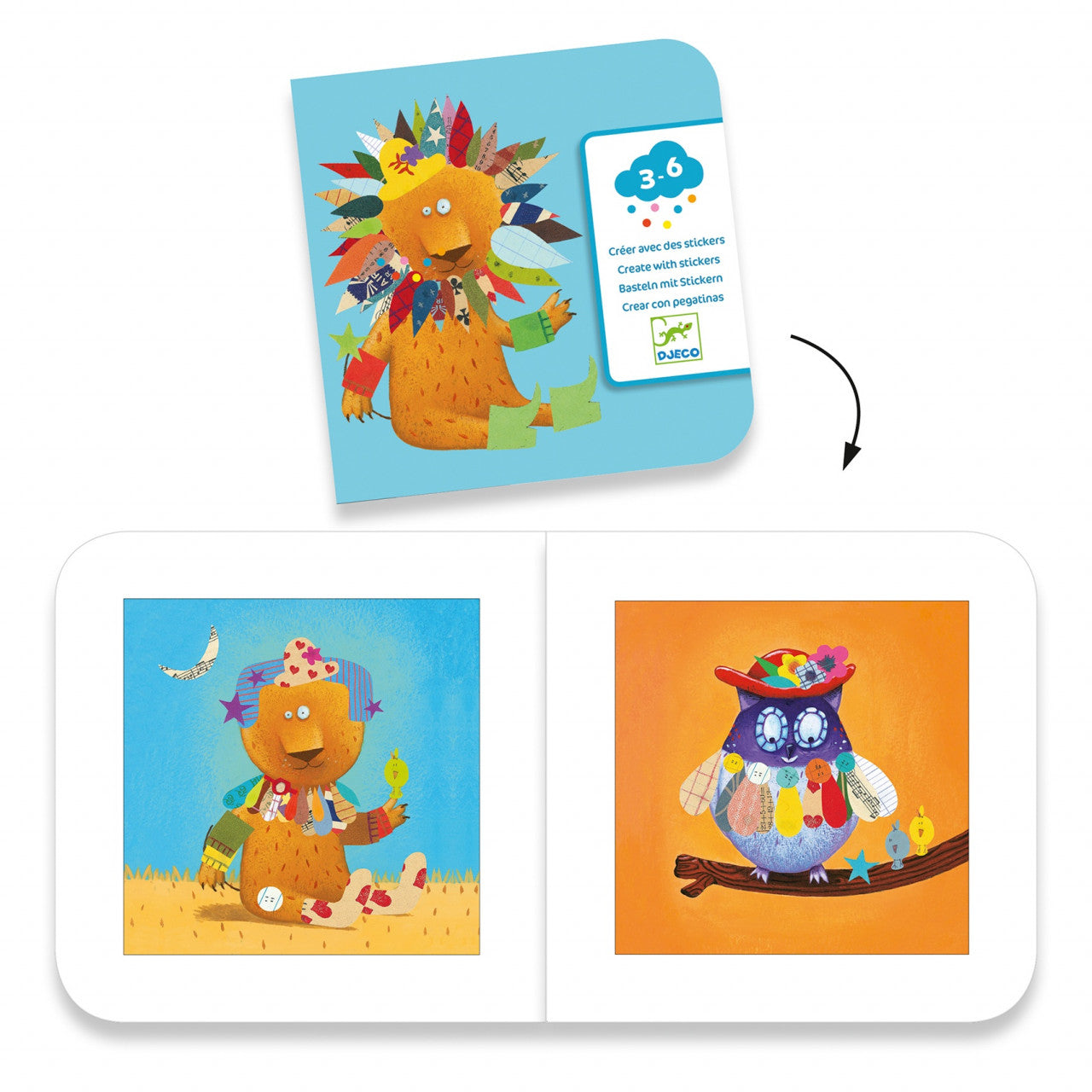 Joc creativ cu stickere Creeaza animale, Djeco