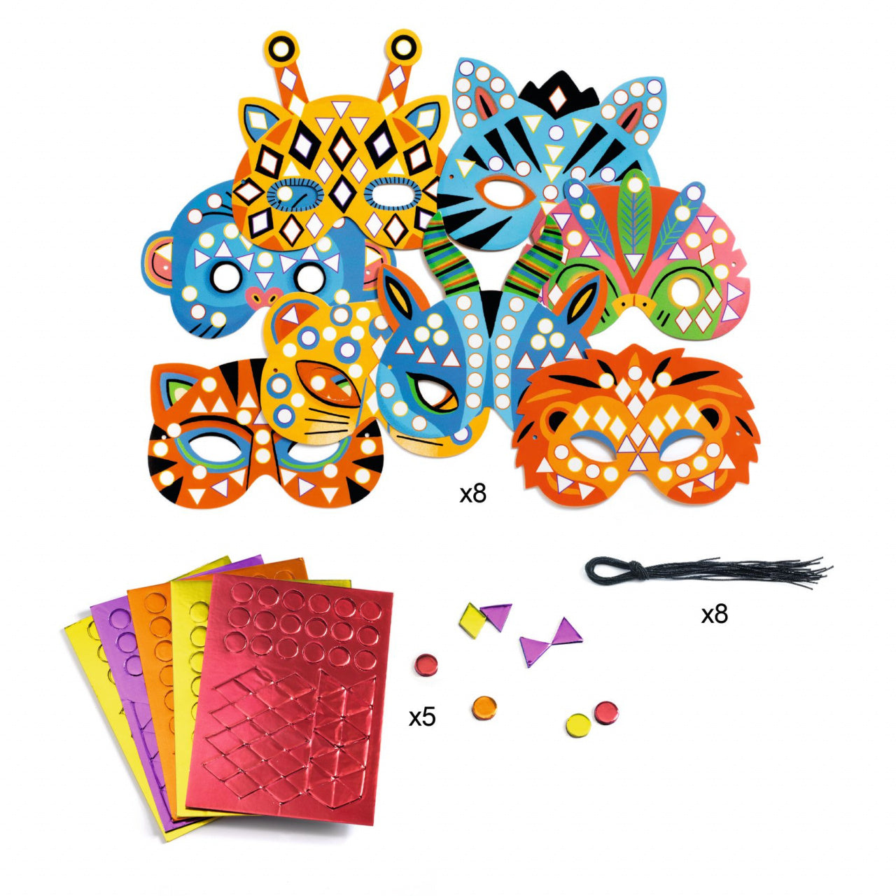 Joc creativ DIY Masti animale din jungla, Djeco