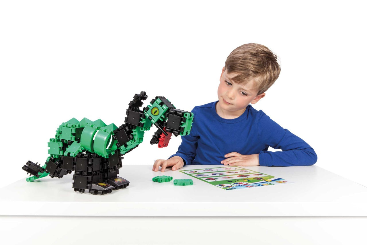 Joc de construit Clics Lumea dinozaurilor 6 in 1, Clicstoys