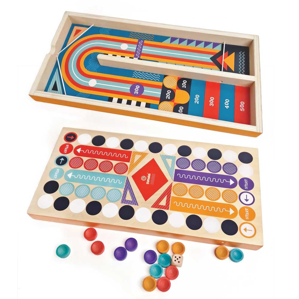 Joc de masa din lemn 2 in 1 Pinball si Ludo, Svoora