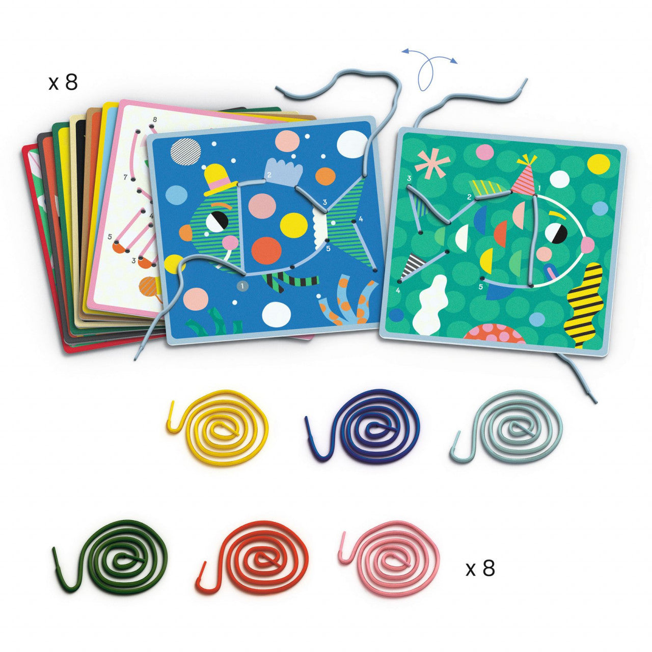 Joc educativ de cusut cu siret Punct cu punct, Djeco
