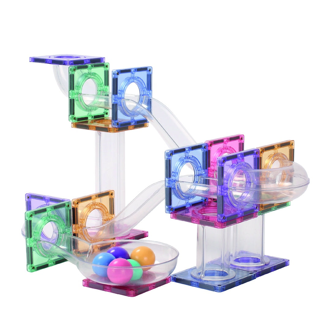 Joc magnetic Circuit pastel cu bile - 70 Piese, Cleverclixx
