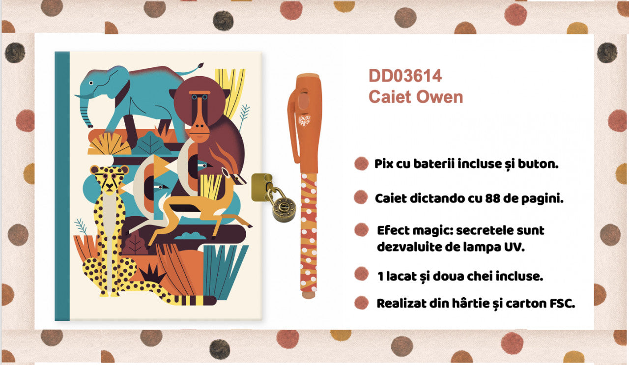 Jurnal secret cu pix magic Owen, Djeco