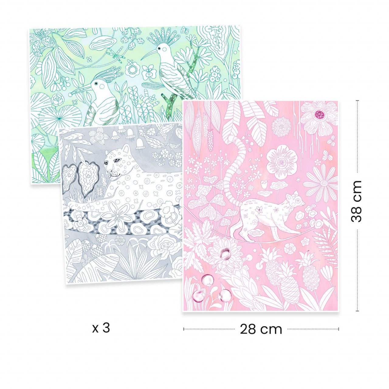 Mapa cu 3 postere de colorat In salbaticie, Djeco