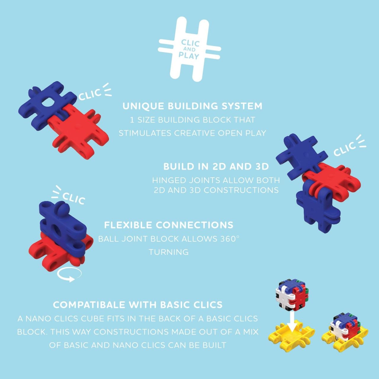 Nano Clics Pentru constructori creativi 500 piese, Clicformers