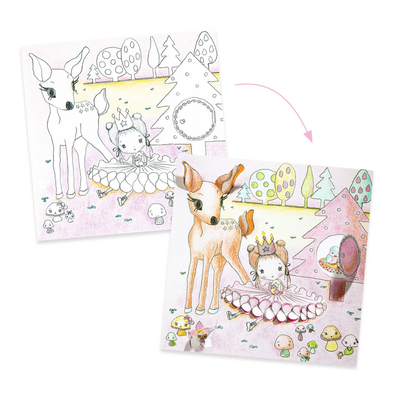 Planse de colorat Surprizele lui Pupi, Djeco