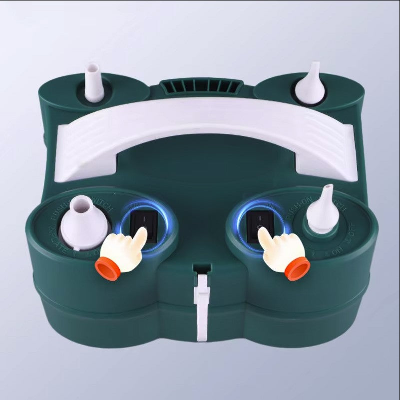 Pompa Electrica de Umflat Baloane, ANGELBEAR, cu Doua Iesiri, Accesorii Incluse, 220V, Putere 600W, Accesorii petrecere, Verde