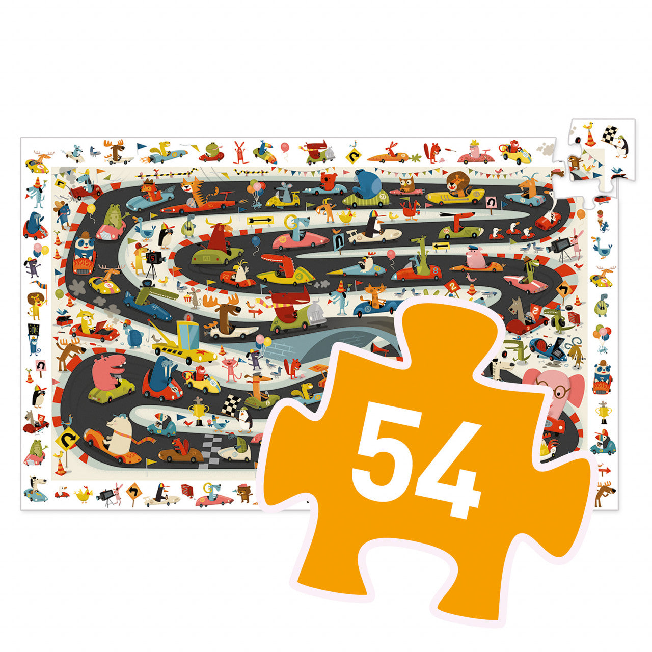 Puzzle observatie Raliul masinilor, Djeco