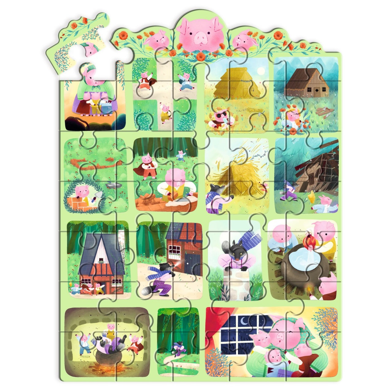 Puzzle poveste Cei trei purcelusi, Djeco