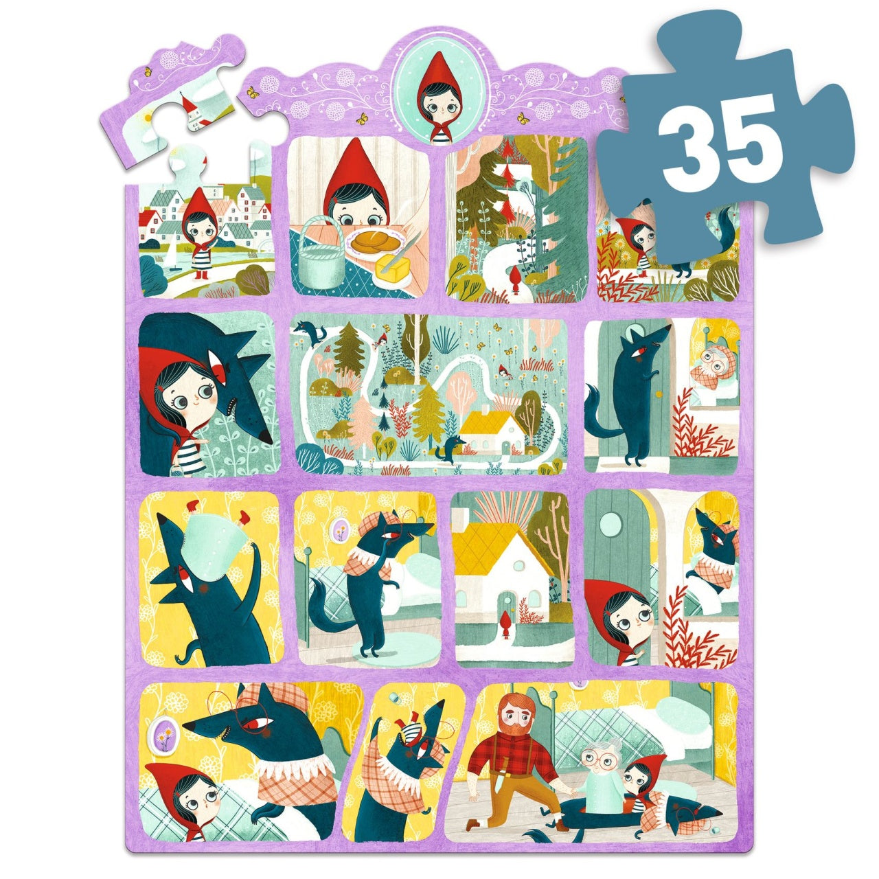 Puzzle poveste Scufita Rosie, Djeco