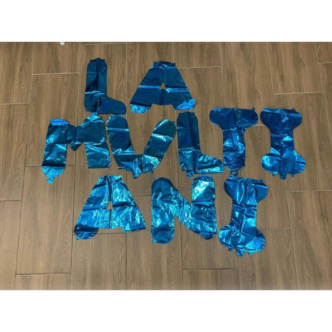 Set 10 Baloane din Folie Metalizata, ANGELBEAR, Figurine Litere, Model La multi ani, Tema Aniversare, 40 cm, Ambalaj Individual, Pai Inclus, Umflare cu Aer sau Heliu, Albastru
