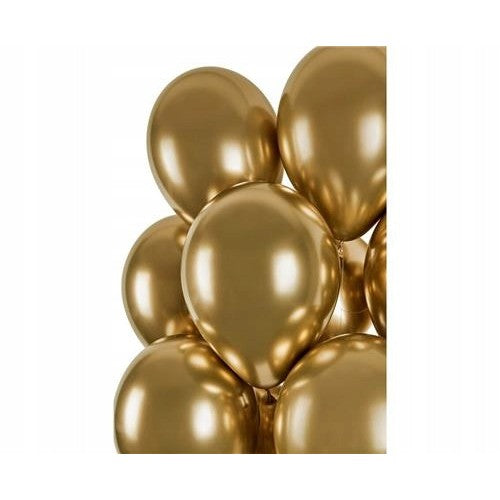 Set 10 Baloane din Latex Chrome, ANGELBEAR, Model Party, 13 cm, Gold, 1 g