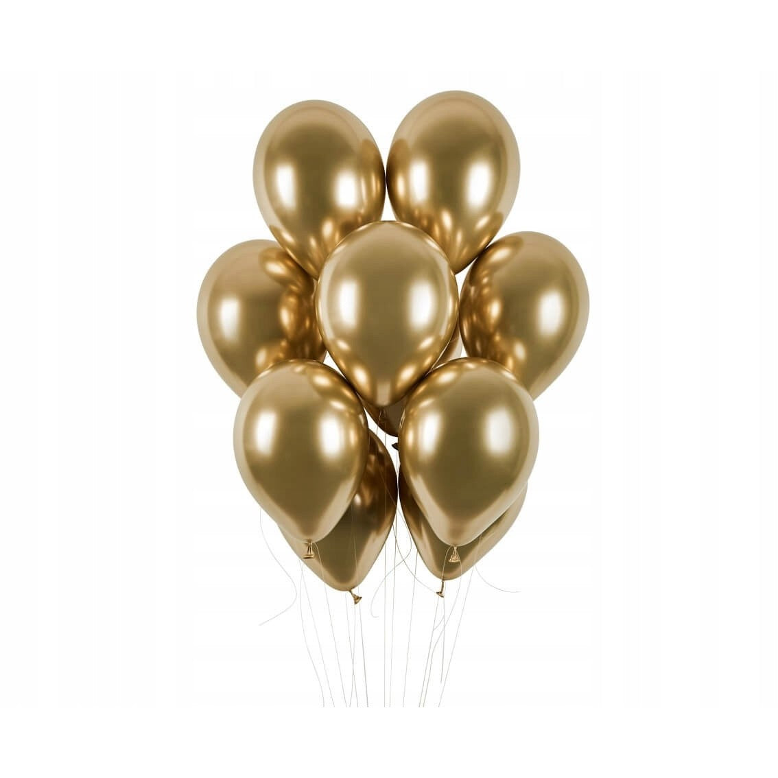 Set 10 Baloane din Latex Chrome, ANGELBEAR, Model Party, 13 cm, Gold, 1 g