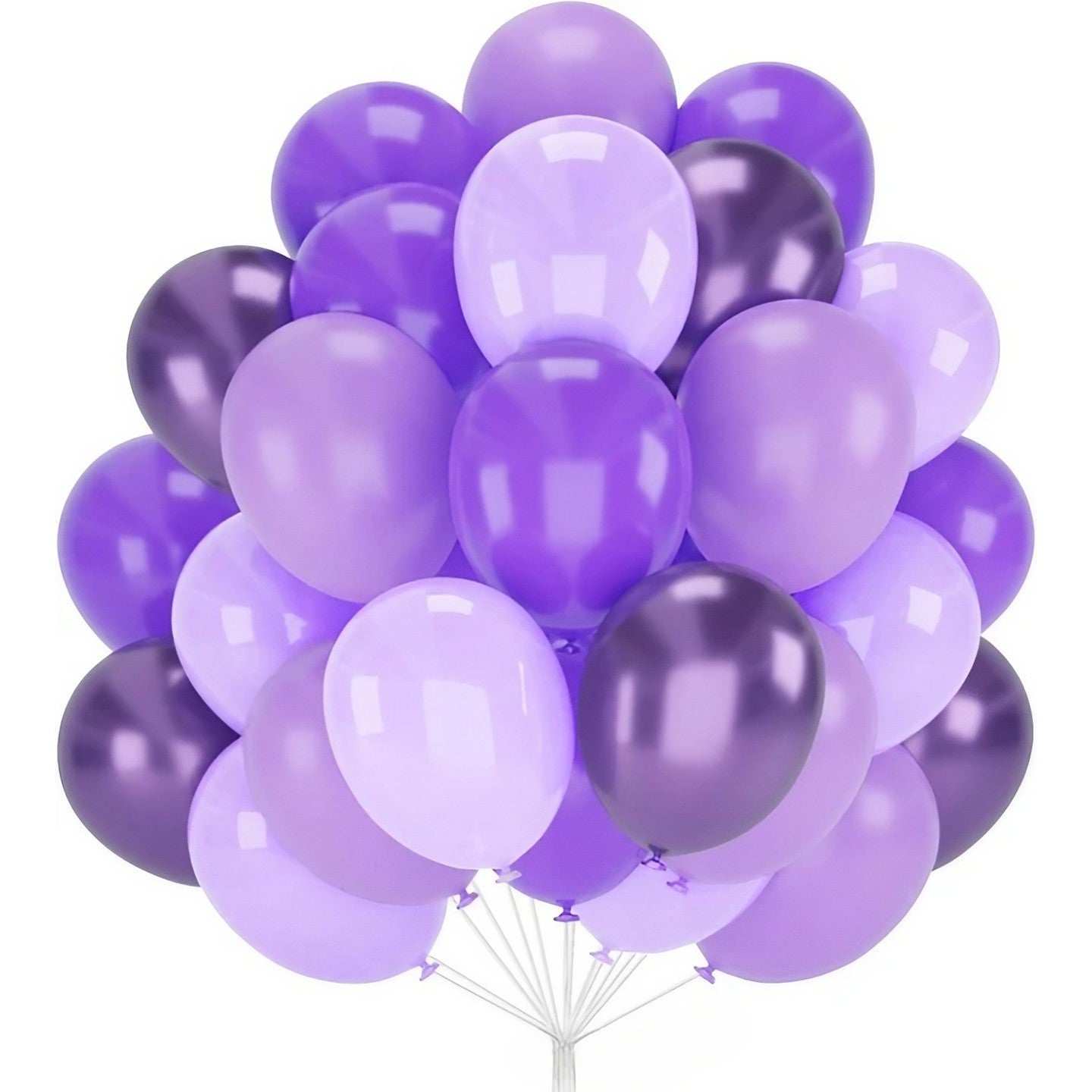 Set 10 Baloane din Latex Chrome, ANGELBEAR, Model Party, 23 cm, Diferite Nuante Mov, 2.2 g
