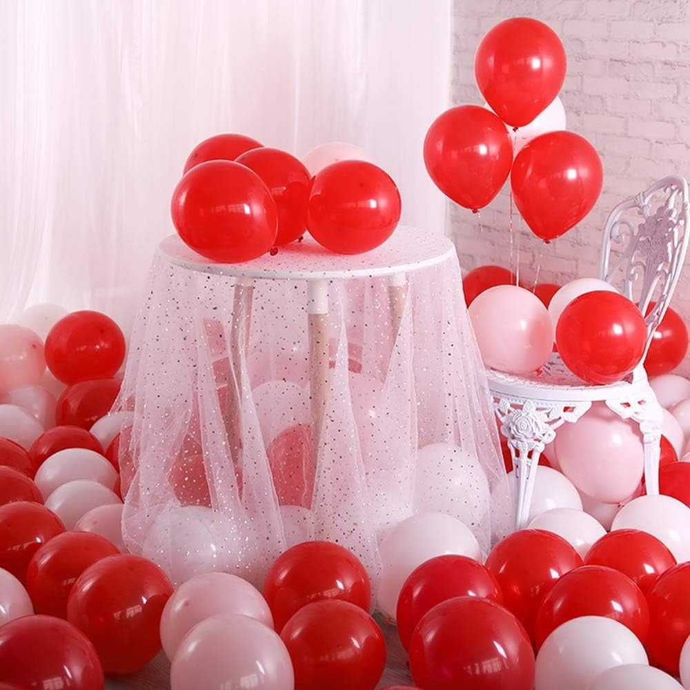 Set 10 Baloane din Latex, ANGELBEAR, Model Party, 13 cm, 1 g, Rosu