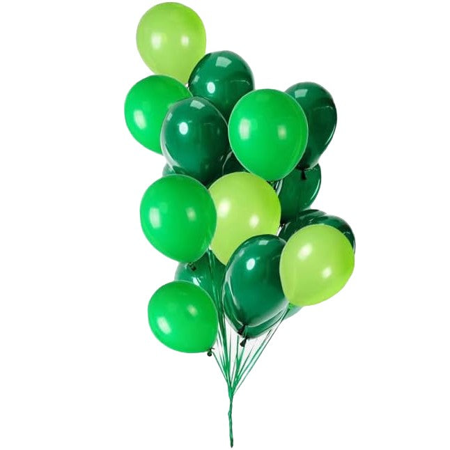 Set 10 Baloane din Latex, ANGELBEAR, Model Party, 30 cm, Verde Diferite Nuante, 2.8 g