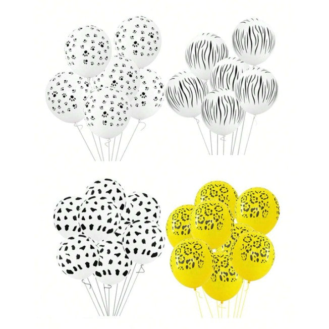 Set 10 Baloane din Latex, ANGELBEAR, Model Party Animal Print, 3x Portocaliu, 3x Galben, 4x Alb, 23 cm, 1.4g