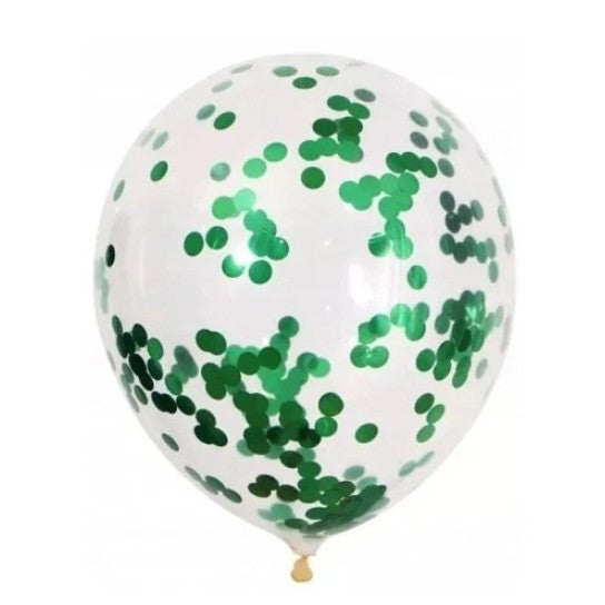 Set 10 Baloane din Latex, ANGELBEAR, Model Party Confetti, 5 x Confetti, 5 x Turcoaz, 25 cm, 2.2g