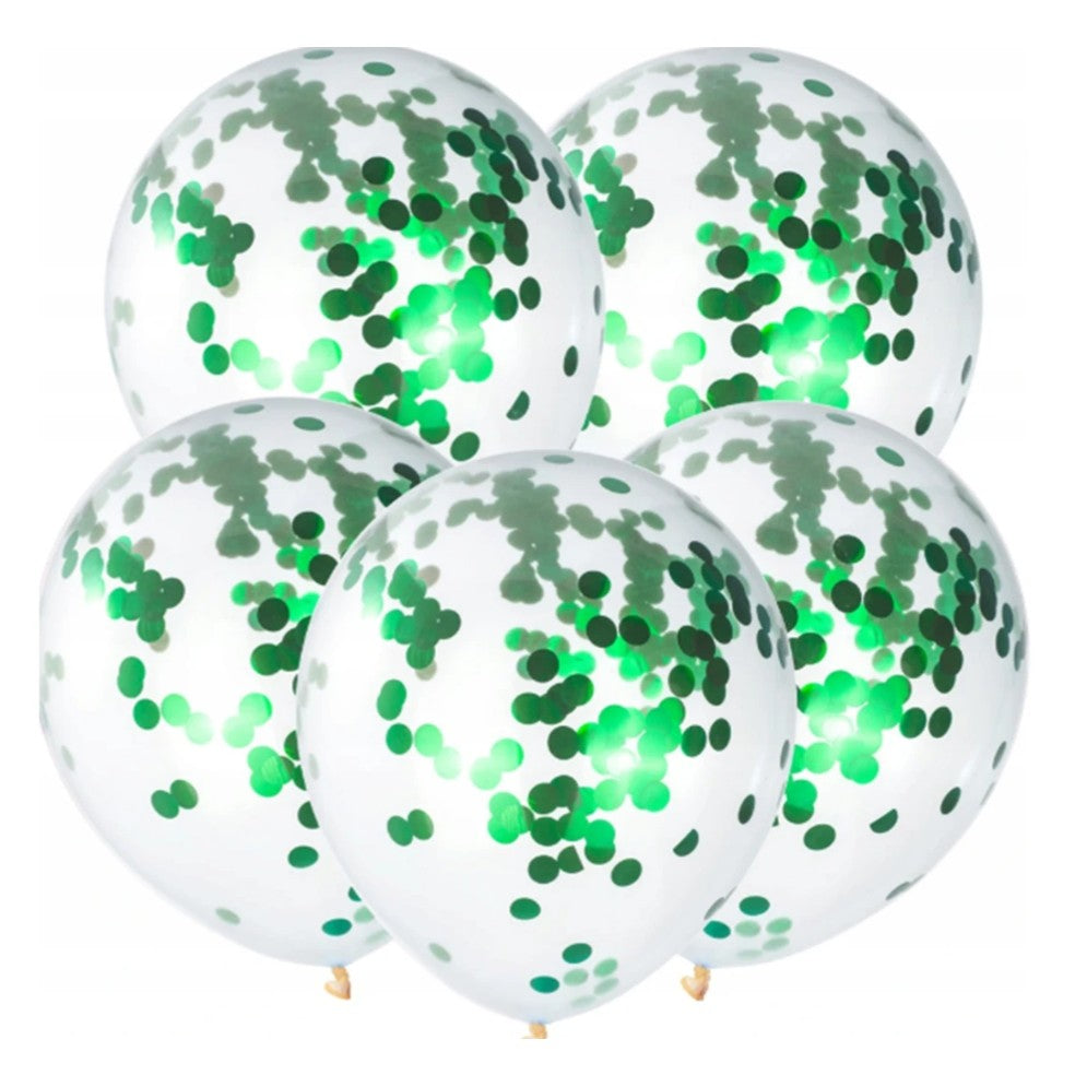 Set 10 Baloane din Latex, ANGELBEAR, Model Party Confetti, 5 x Confetti, 5 x Turcoaz, 25 cm, 2.2g