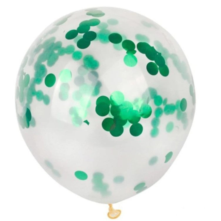Set 10 Baloane din Latex, ANGELBEAR, Model Party Confetti, 5 x Confetti, 5 x Turcoaz, 25 cm, 2.2g