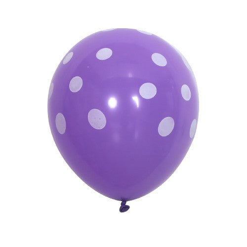 Set 10 Baloane din Latex, ANGELBEAR, Model Party cu Buline si Simple, 30 cm, Mov, 2.8 g