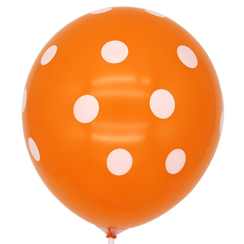 Set 10 Baloane din Latex, ANGELBEAR, Model Party cu Buline si Simple, 30 cm, Portocaliu, 2.8 g