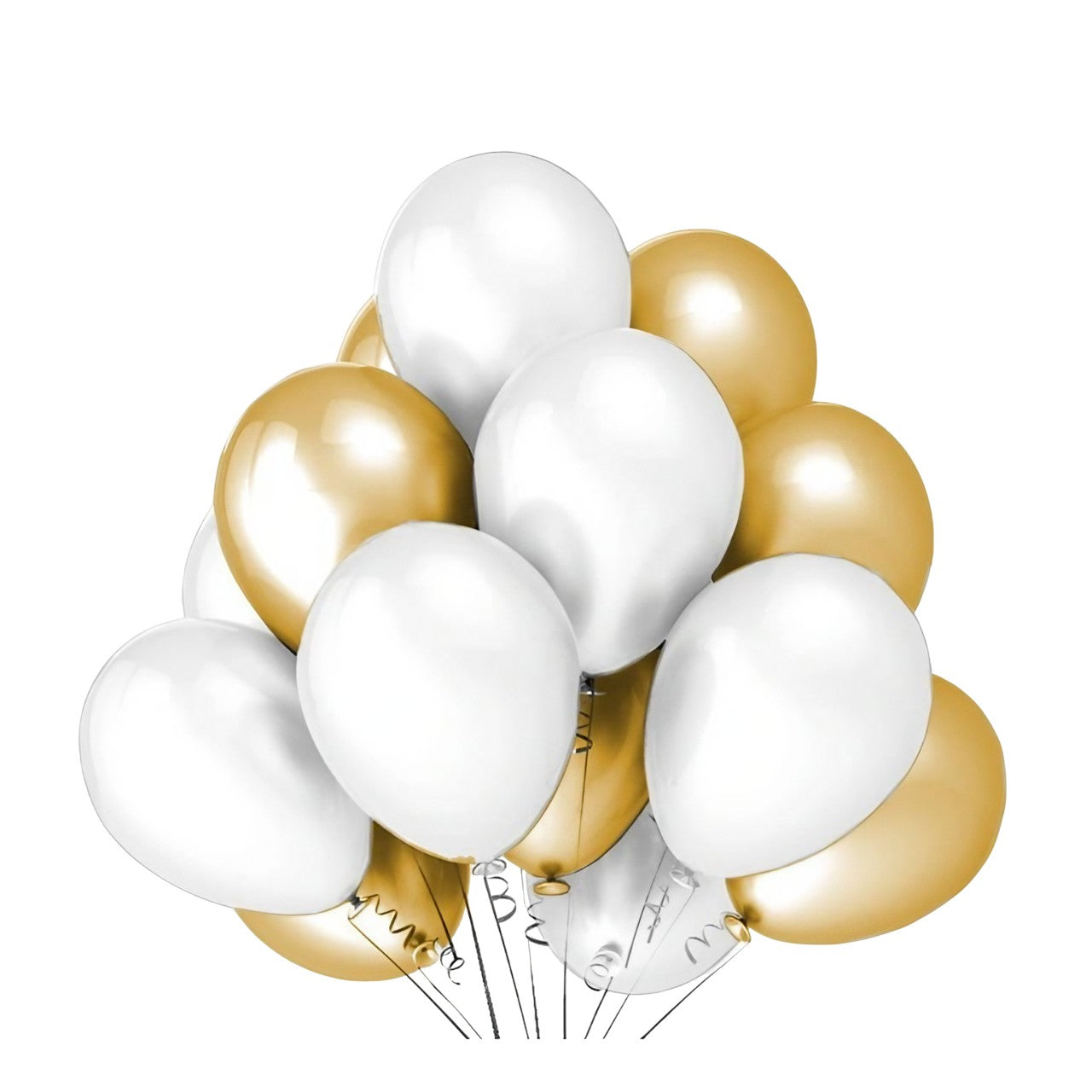 Set 10 Baloane din Latex Metalizate, ANGELBEAR, Model Party, 5x Alb, 5x Nude, 23 cm, 2.2 g