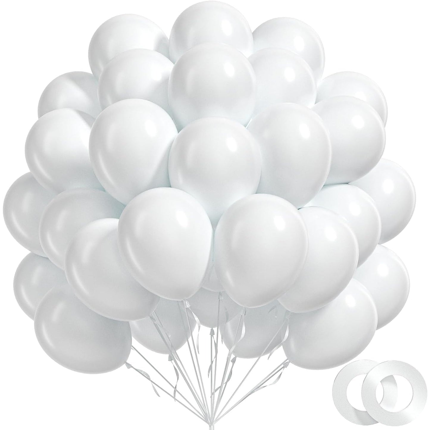 Set 10 Baloane din Latex Metalizate, ANGELBEAR, Model Party, Alb, Argintiu, 23 cm, 2.2 g