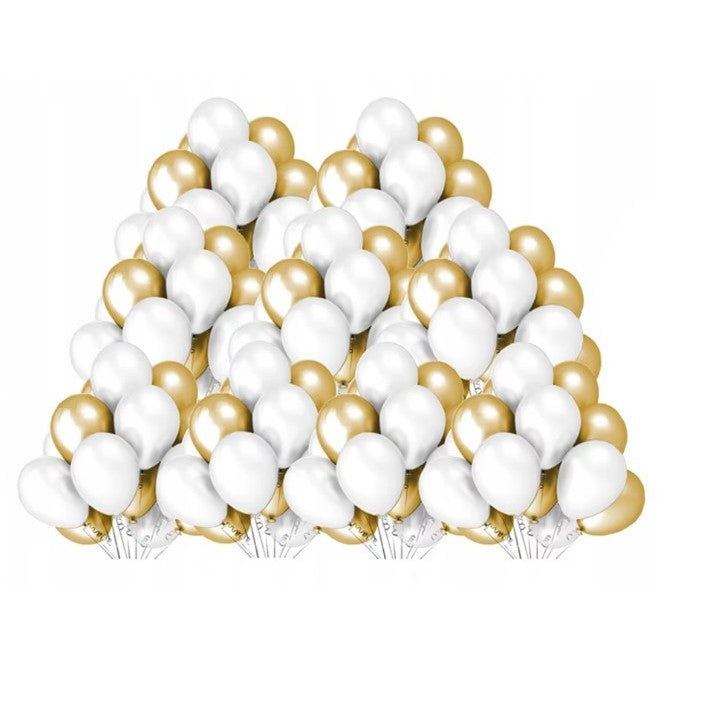 Set 10 Baloane din Latex Metalizate, ANGELBEAR, Model Party, 5x Alb, 5x Nude, 23 cm, 2.2 g