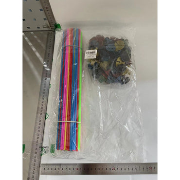Set 100 Bete cu Rozete pentru Baloane, ANGELBEAR, Suporturi de plastic, Usor de instalat, Reutilizabil, Pentru aniversare, Nunta, Ziua de Nastere, Decorar, 40 cm,  Multicolore