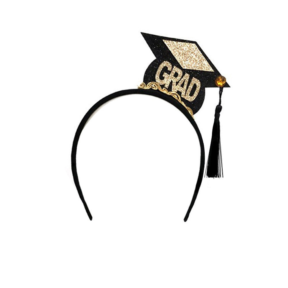 Set din 2 Piese pentru Absolvire, ANGELBEAR, Panglica si Coronita, Model I Graduated, Negru