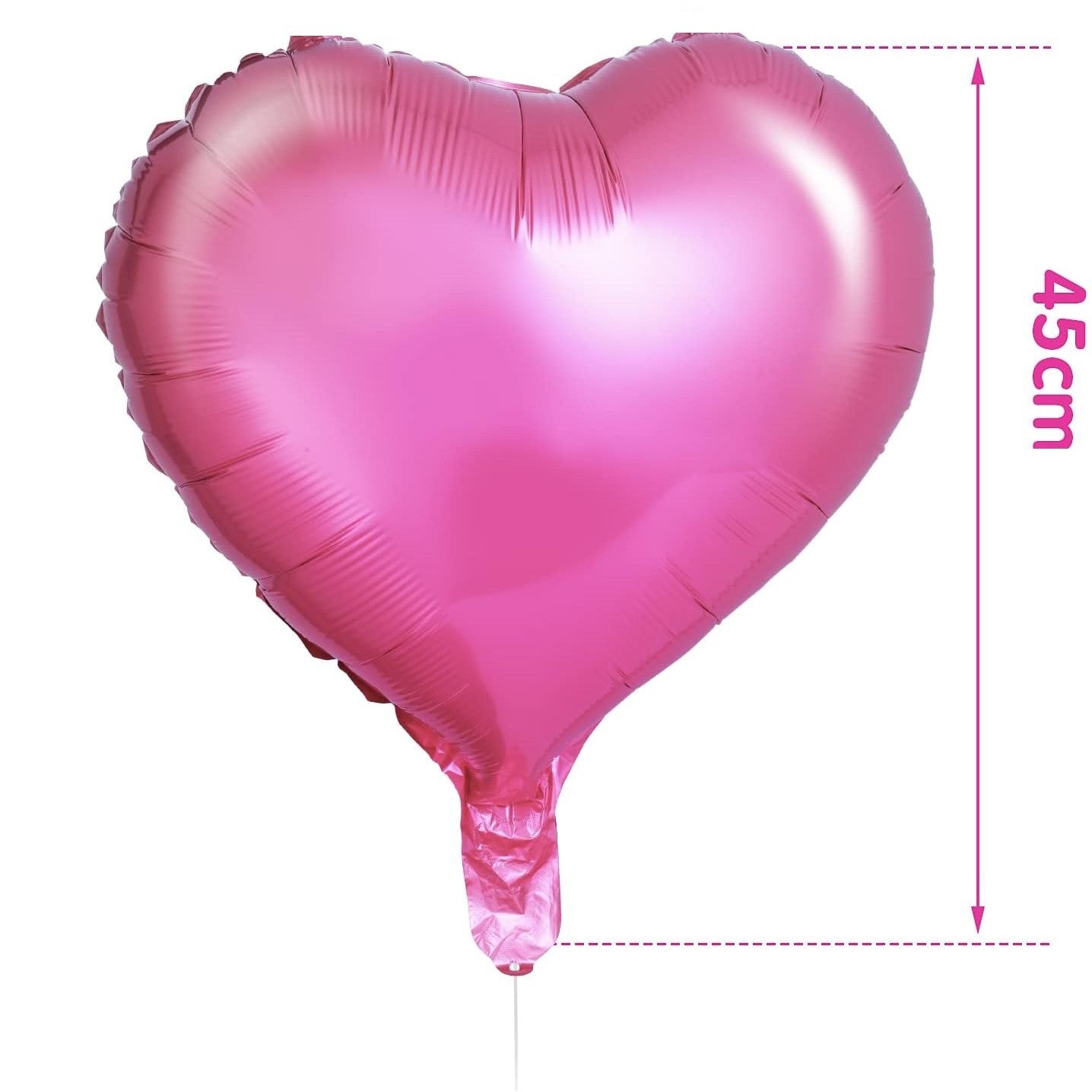 Set 3 Baloane din Folie Metalizata, ANGELBEAR, Figurina Inima, Tema Ziua Indragostitilor, 45 cm, Ambalaj Individual, Pai Inclus, Umflare cu Aer sau Heliu, Roz