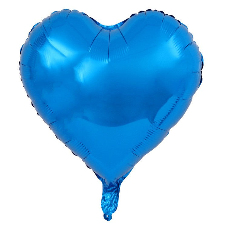 Set 3 Baloane din Folie Metalizata, ANGELBEAR, Figurina Inima, Tema Ziua Indragostitilor, 45 cm, Ambalaj Individual, Pai Inclus, Umflare cu Aer sau Heliu, Albastru/Argintiu