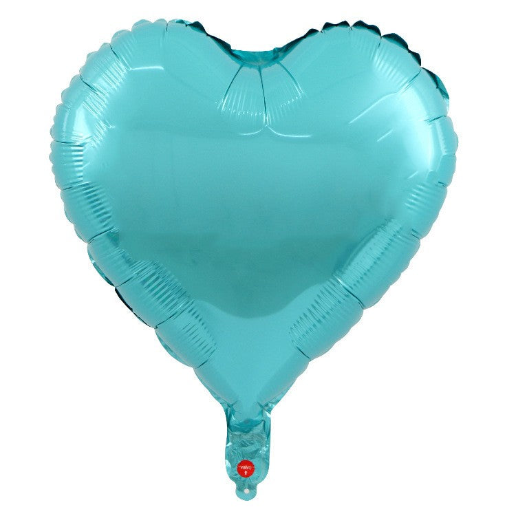 Set 3 Baloane din Folie Metalizata, ANGELBEAR, Figurina Inima, Tema Ziua Indragostitilor, 45 cm, Ambalaj Individual, Pai Inclus, Umflare cu Aer sau Heliu, Albastru/Argintiu