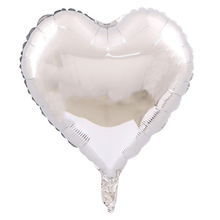 Set 3 Baloane din Folie Metalizata, ANGELBEAR, Figurina Inima, Tema Ziua Indragostitilor, 45 cm, Ambalaj Individual, Pai Inclus, Umflare cu Aer sau Heliu, Albastru/Argintiu