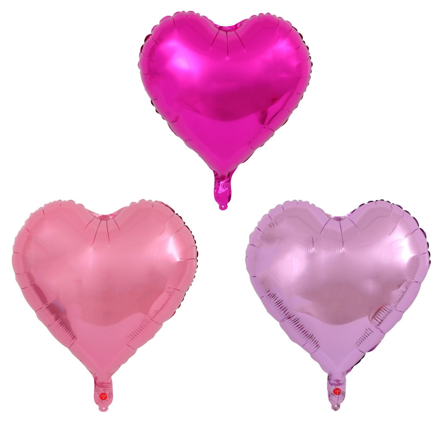 Set 3 Baloane din Folie Metalizata, ANGELBEAR, Figurina Inima, Tema Ziua Indragostitilor, 45 cm, Ambalaj Individual, Pai Inclus, Umflare cu Aer sau Heliu, Roz