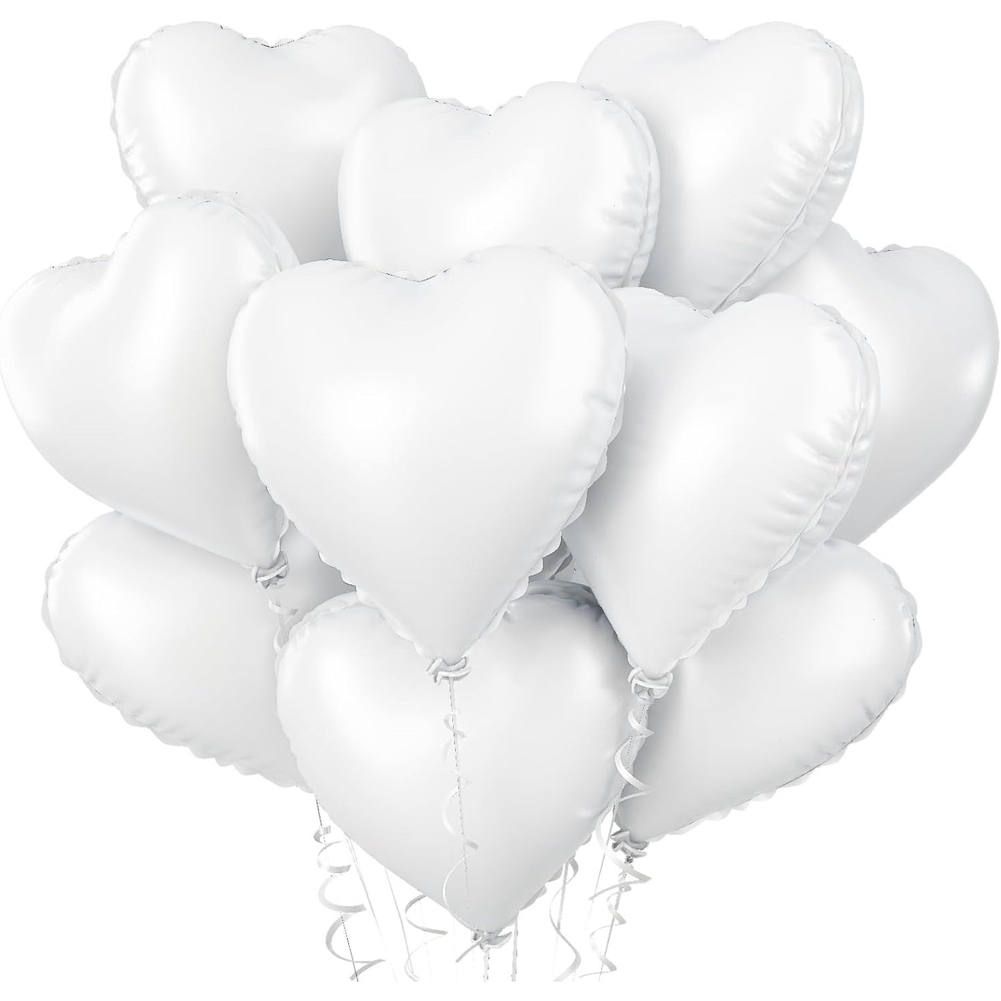 Set 3 Baloane din Folie Metalizata, ANGELBEAR, Model Inimi, Tema Ziua Indragostitilor, 45 cm, 2 Rosii, 1 Alb, Ambalaj Individual, Pai Inclus, Umflare cu Aer sau Heliu, Alb/Rosu