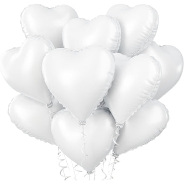 Set 3 Baloane din Folie Metalizata, ANGELBEAR, Model Inimi, Tema Ziua Indragostitilor, 45 cm, 2 Rosii, 1 Alb, Ambalaj Individual, Pai Inclus, Umflare cu Aer sau Heliu, Alb/Rosu
