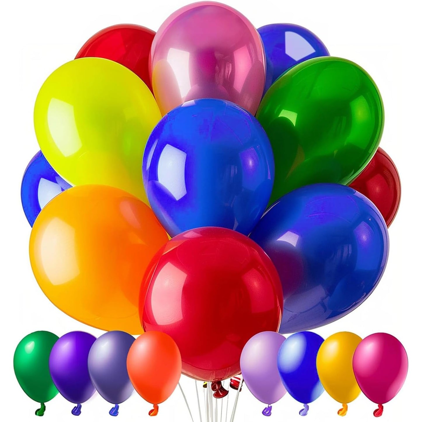 Set 25 Baloane din Latex, ANGELBEAR, Model Party, 4x Albastru, 4x Verde, 4x Rosu, 4x Galben, 4x Mov, 5x Portocaliu, 23 cm, 1.4 g