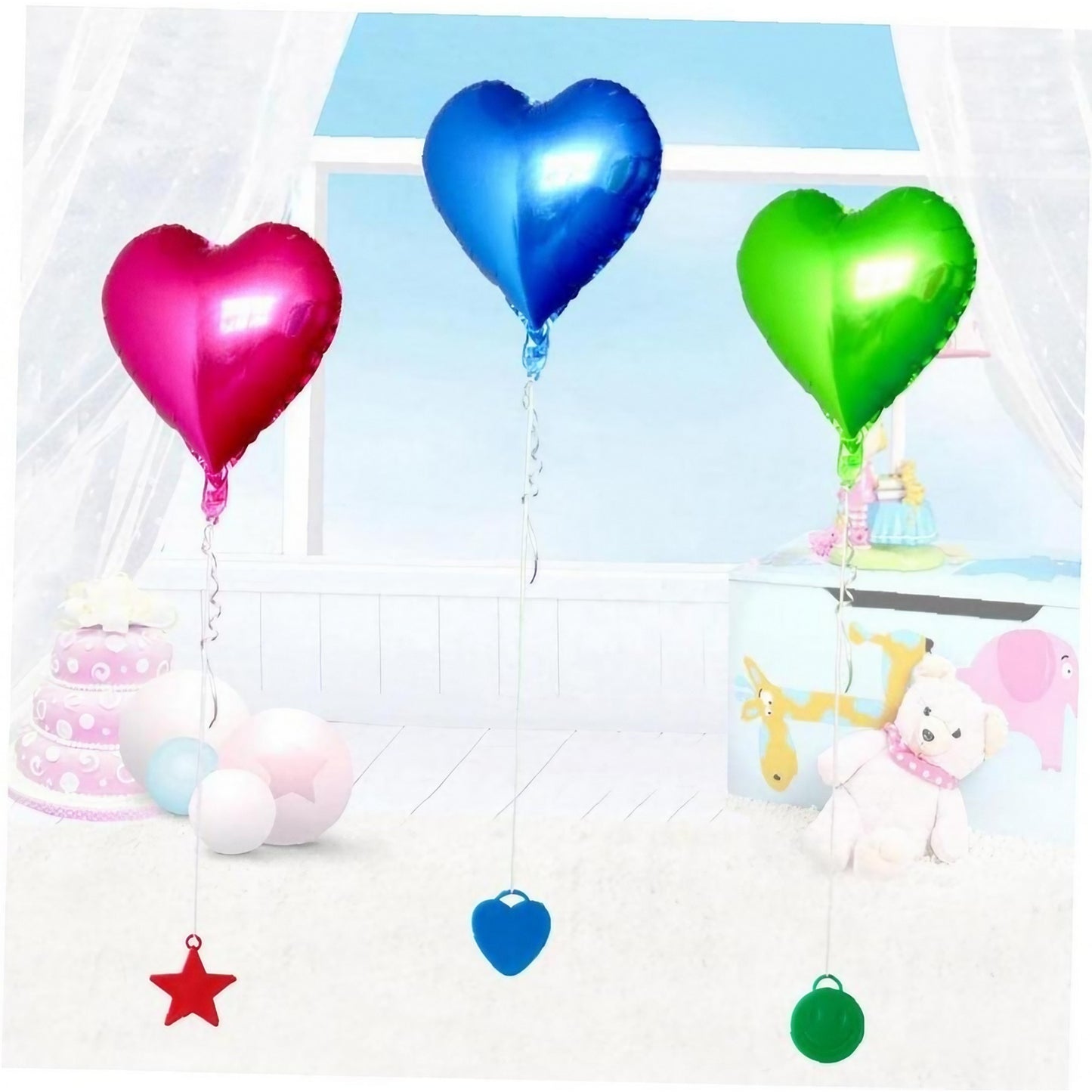 Set 4 Greutati pentru Baloanele cu Heliu, ANGELBEAR, 32 grame, 8 grame Fiecare, Plastic, Forma Stelute, Multicolor